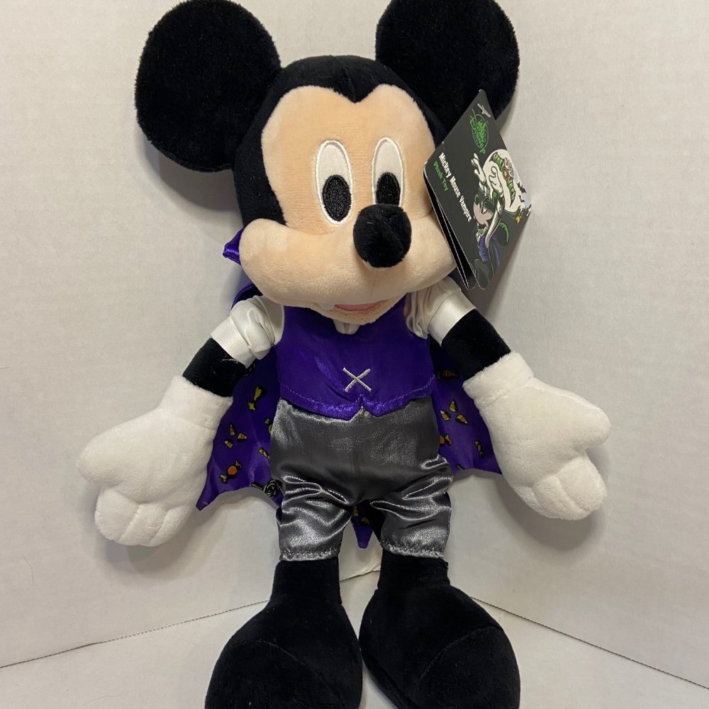 Disney Parks Mickey Mouse Vampire Plush Halloween Plush Toy Collector NWT